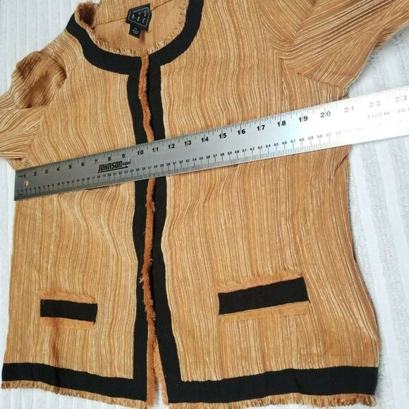 New Due Per Due Women XL Fringe Trim Tweed Evening Blazer Jacket Orange/Black - Picture 6 of 7